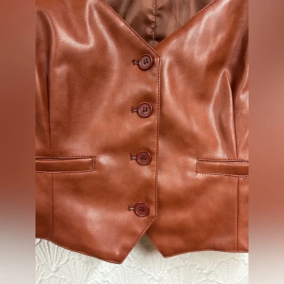 7 For All Mankind Medium Faux Leather Vest - Picture 3 of 7